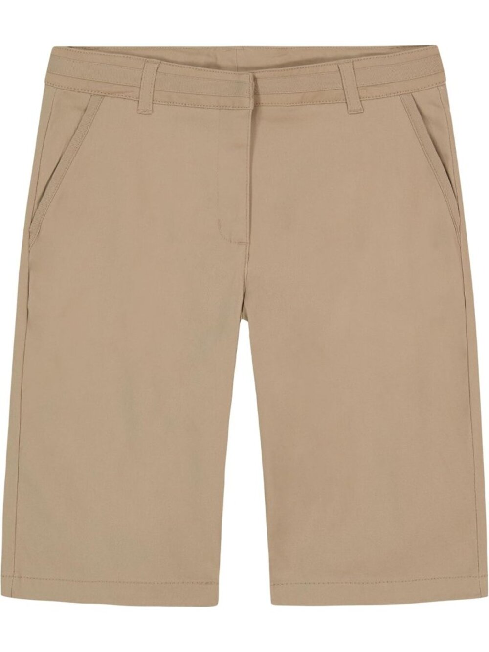 Girls' Pull-On Bermuda Shorts, Stretchy School Uniform, Functional Pockets